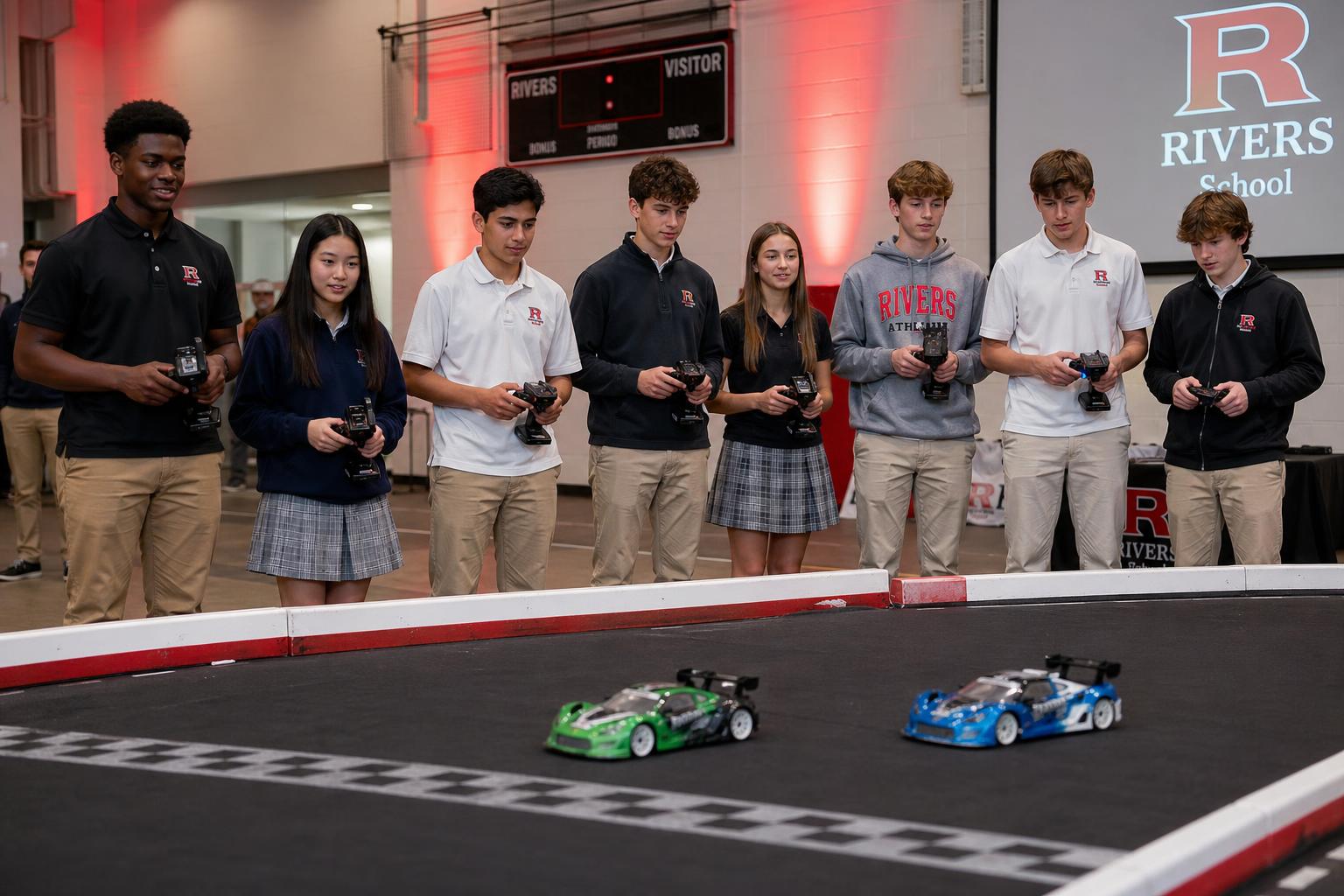 High school students preparing to race RC cars